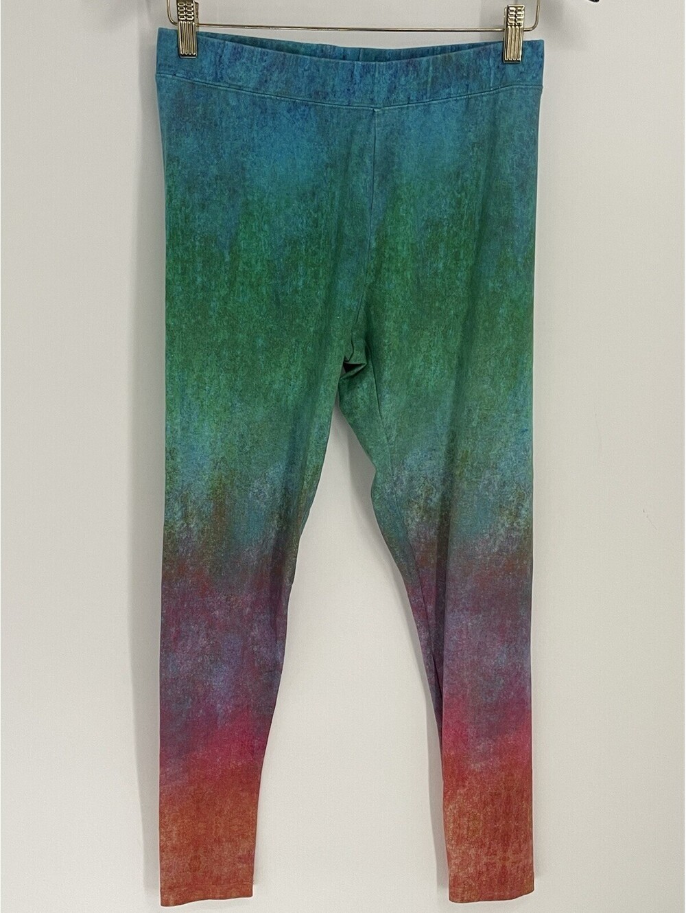 Soft Surroundings Leggings S Ombre Rainbow Multicolor Stretch Cotton Boho